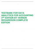 TESTBANK FOR DATA  ANALYTICS FOR ACCOUNTING  3 RD EDITION BY VERNON  RICHARDSON COMPLETE  EDITION