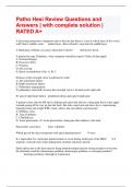 Patho Hesi Review Questions and Answers &vert; with complete solution &vert; RATED A&plus;