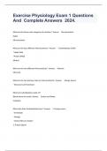 Exercise Physiology Exam 1 Questions And  Complete Answers  2024&period;