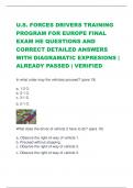 U.S. FORCES DRIVERS TRAINING  PROGRAM FOR EUROPE FINAL  EXAM HE QUESTIONS AND  CORRECT DETAILED ANSWERS  WITH DIAGRAMATIC EXPRESIONS |  ALREADY PASSED | VERIFIED 