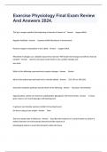 Exercise Physiology Final Exam Review And Answers 2024&period;