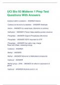 UCI Bio 93 Midterm 1 Prep Test  Questions With Answers