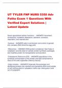 UT TYLER FNP NURS 5350 Adv  Patho Exam 1 Questions With  Verified Expert Solutions |  Latest Update