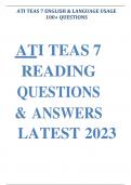 ATI TEAS 7 ENGLISH & LANGUAGE USAGE 100+ QUESTIONS  and Answers A+