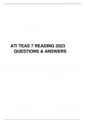 ATI TEAS 7 READING 2023 |  QUESTIONS & ANSWERS A+