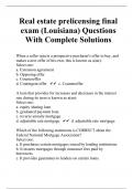 Real estate prelicensing final exam (Louisiana) Questions With Complete Solutions