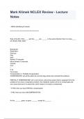 Mark Klimek NCLEX Review - Lecture Notes 2024/2025 already graded A+
