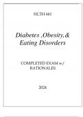 HLTH 661 DIABETES, OBESITY, & EATING DISORDERS COMPLETED EXAM WITH RATIONALES