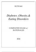 HLTH 661 DIABETES&comma; OBESITY&comma; & EATING DISORDERS COMPLETED EXAM WITH RATIONALES
