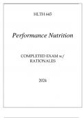 HLTH 645 PERFORMANCE NUTRITION COMPLETED EXAM WITH RATIONALES 2024.