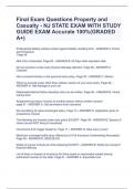Final Exam Questions Property and Casualty - NJ STATE EXAM WITH STUDY GUIDE EXAM Accurate 100&percnt;&lpar;GRADED A&plus;&rpar;