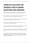 COMPLETE SOLUTION FOR WOMEN'S HEALTH QBANK QUESTIONS AND ANSWERS 