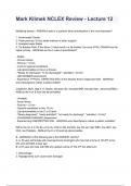 Mark Klimek NCLEX Review - Lecture 12 Questions and Answers Updated &lpar;2026&sol;2027&rpar; &lpar;Verified Answers&rpar;