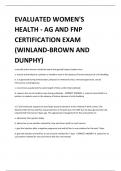 EVALUATED WOMEN'S HEALTH - AG AND FNP CERTIFICATION EXAM   (WINLAND-BROWN AND DUNPHY) 