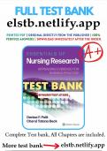 Test Bank - Essentials of Nursing Research&comma; 10th Edition &lpar;Polit&comma; 2022&rpar;&comma; Chapter 1-18 &vert; All Chapters