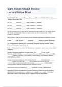 Mark Klimek NCLEX Review- Lecture&sol;Yellow Book Latest &lpar;2026&sol;2027&rpar; Verified Answers by Experts