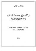 MMHA 5900 HEALTHCARE QUALITY MANAGEMENT COMPLETED EXAM WITH RATIONALES 2024