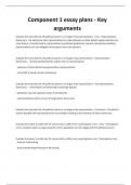 Component 1 essay plans - Key arguments