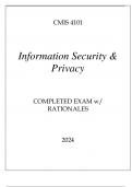CMIS 4101 INFORMATION SECURITY & PRIVACY COMPLETED EXAM WITH RATIONALES 2024.