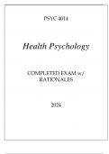 PSYC 4014 HEALTH PSYCHOLOGY COMPLETED EXAM WITH RATIONALES 2024.