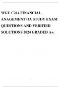 WGU C214 FINANCIAL ANAGEMENT OA STUDY EXAM QUESTIONS AND VERIFIED SOLUTIONS 2024 GRADED A+.