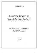 HLTH 3110 CURRENT ISSUES IN HEALTHCARE POLICY COMPLETED EXAM WITH RATIONALE