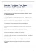 Exercise Physiology Final  Exam Questions And Answers  2024&period;