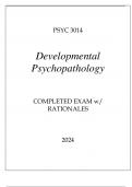 PSYC 3014 DEVELOPMENTAL PSYCHOPATHOLOGY COMPLETED EXAM WITH RATIONALES 2024&period;