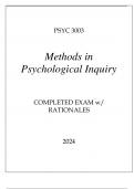 PSYC 3003 METHODS IN PSYCHOLOGICAL INQUIRY COMPLETED EXAM WITH RATIONALES 2024.