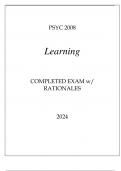 PSYC 2008 LEARNING COMPLETED EXAM WITH RATIONALES 2024&period;