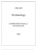 CRJS 4203 VICTIMOLOGY COMPLETED EXAM WITH RATIONALES 2024&period;