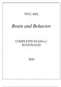 PSYC 4002 BRAIN AND BEHAVIOR COMPLETED EXAM WITH RATIONALES 2024.