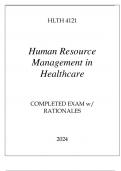 HLTH 4121 HUMAN RESOURCE MANAGEMENT IN HEALTHCARE COMPLETED EXAM 