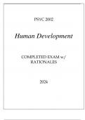 PSYC 2002 HUMAN DEVELOPMENT COMPLETED EXAM WITH RATIONALES 2024.