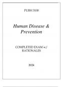 PUBH 3100 HUMAN DISEASE & PREVENTION COMPLETED EXAM WITH RATIONALES 2024