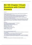 BA 105 Chapter 5 Exam Questions with Correct Answers 