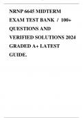NRNP 6645 MIDTERM EXAM TEST BANK &sol; 100&plus; QUESTIONS AND VERIFIED SOLUTIONS 2024 GRADED A&plus; LATEST GUIDE&period;