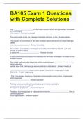 BA105 Exam 1 Questions with Complete Solutions 
