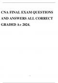 CNA FINAL EXAM QUESTIONS AND ANSWERS ALL CORRECT GRADED A+ 2024.