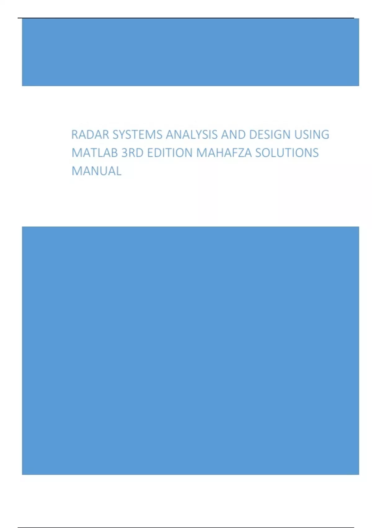 Radar Systems Analysis and Design Using MATLAB 3rd Edition Mahafza