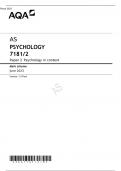 AQA AS PSYCHOLOGY Paper 2 Mark scheme June 2023-7181/2 