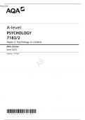AQA A Level PSYCHOLOGY Paper 2 Mark scheme June 2023-7182/2