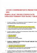 ` ATI RN COMPREHENSIVE PREDICTOR  FORM A B &C 150 SOLUTIONS EACH UPDATED VERSION TEST BANK // GRADED A+ 