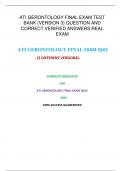 ATI GERONTOLOGY FINAL EXAM TEST  BANK (VERSION 3) QUESTION AND  CORRECT VERIFIED ANSWERS REAL  EXAM