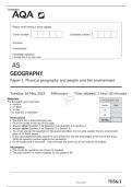 AQA AS Level GEOGRAPHY Paper 1 Question paper June 2023-7036/1
