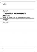 AQA  GCSE COMBINED SCIENCE: SYNERGY 8465/2H Higher Tier	Paper 2 Life and Environmental Sciences Mark scheme June 2023