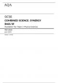 AQA  GCSE COMBINED SCIENCE: SYNERGY 8465/3F Foundation Tier	Paper 3 Physical Sciences Mark scheme June 2023