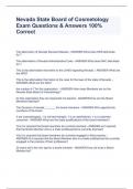 Nevada  state  Board Cosmetology Law  Exam Bundle Questions and Answers 1oo&percnt; Verrified