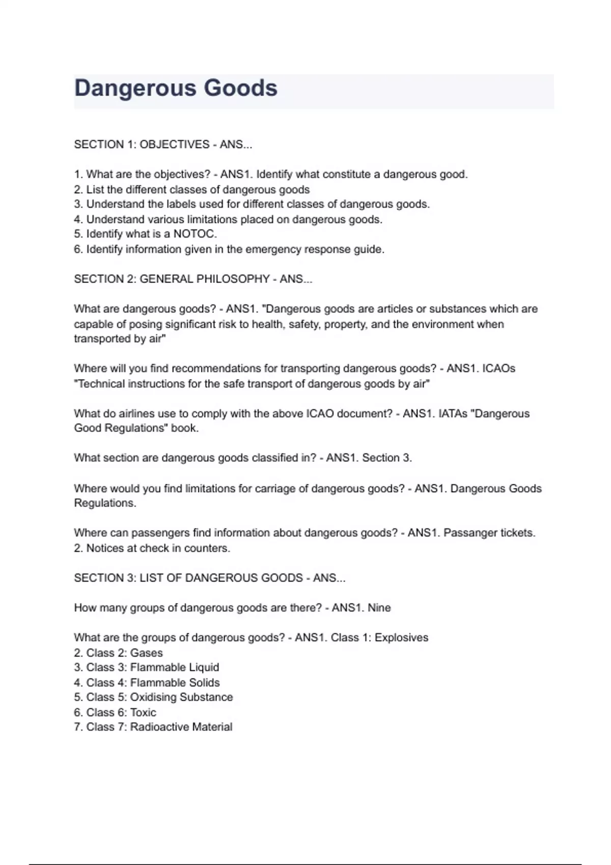 Dangerous Goods 2024/2025 already graded A+ Ryanair Security Stuvia US