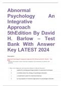Abnormal Psychology An Integrative Approach 5thEdition By David H. Barlow – Test Bank With Answer Key LATEST 2024